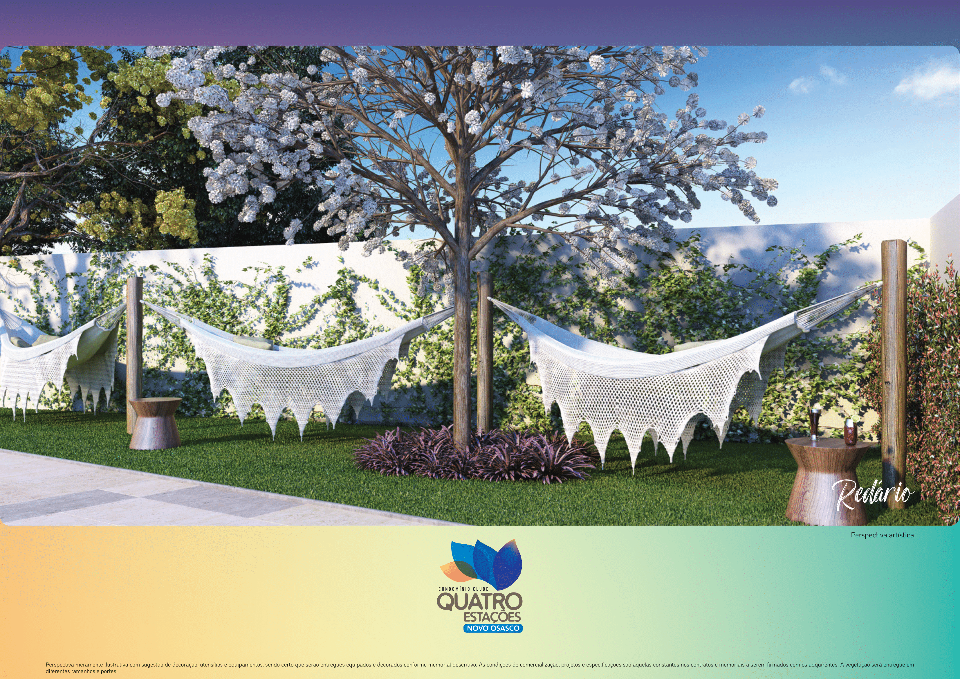 Área de convivência com rede para relaxamento